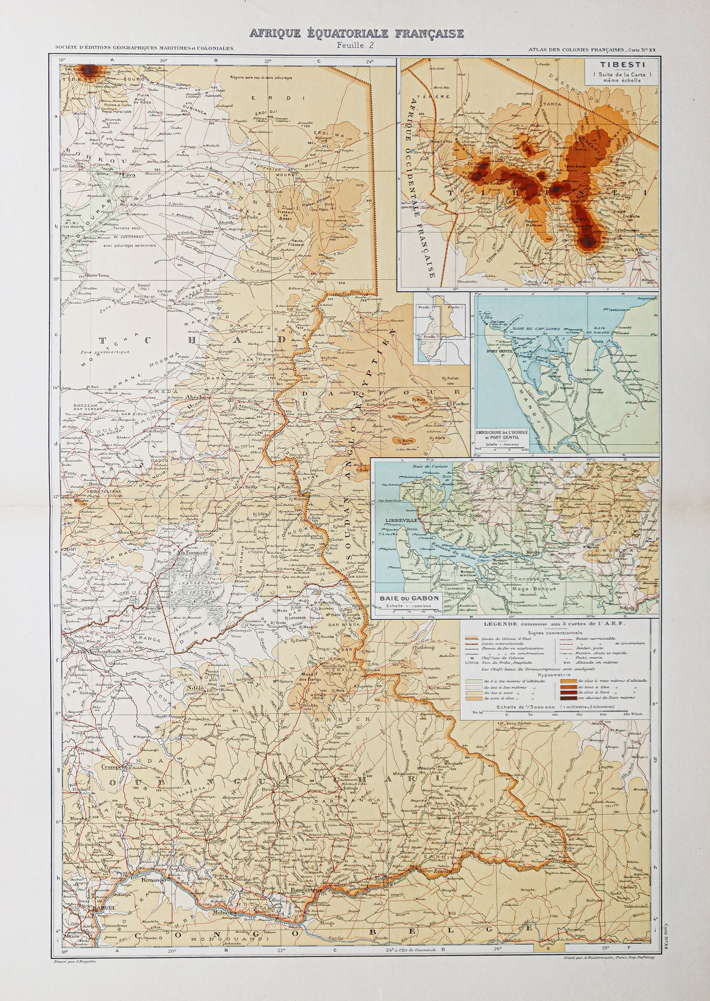 Carte géographique ancienne de l’Afrique centrale