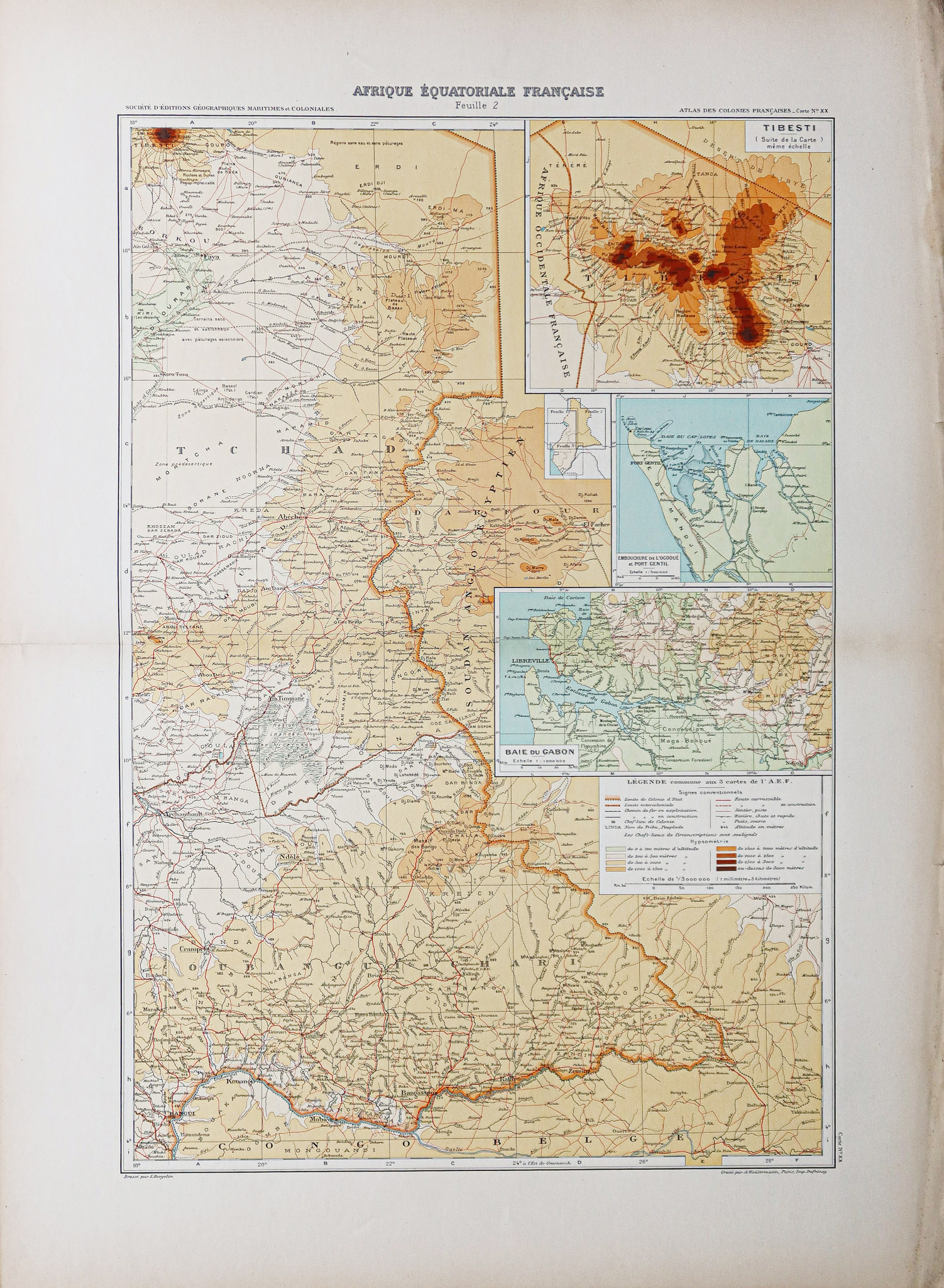 Carte géographique ancienne de l’Afrique centrale