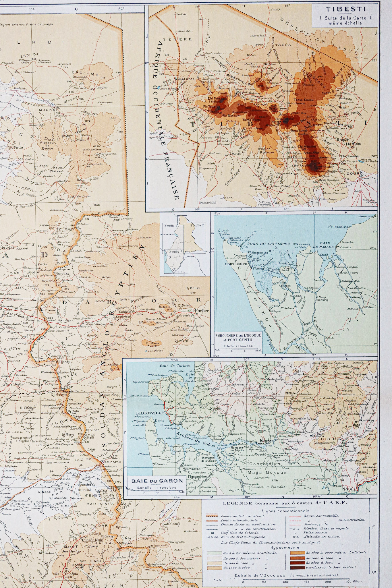 Carte géographique ancienne de l’Afrique centrale