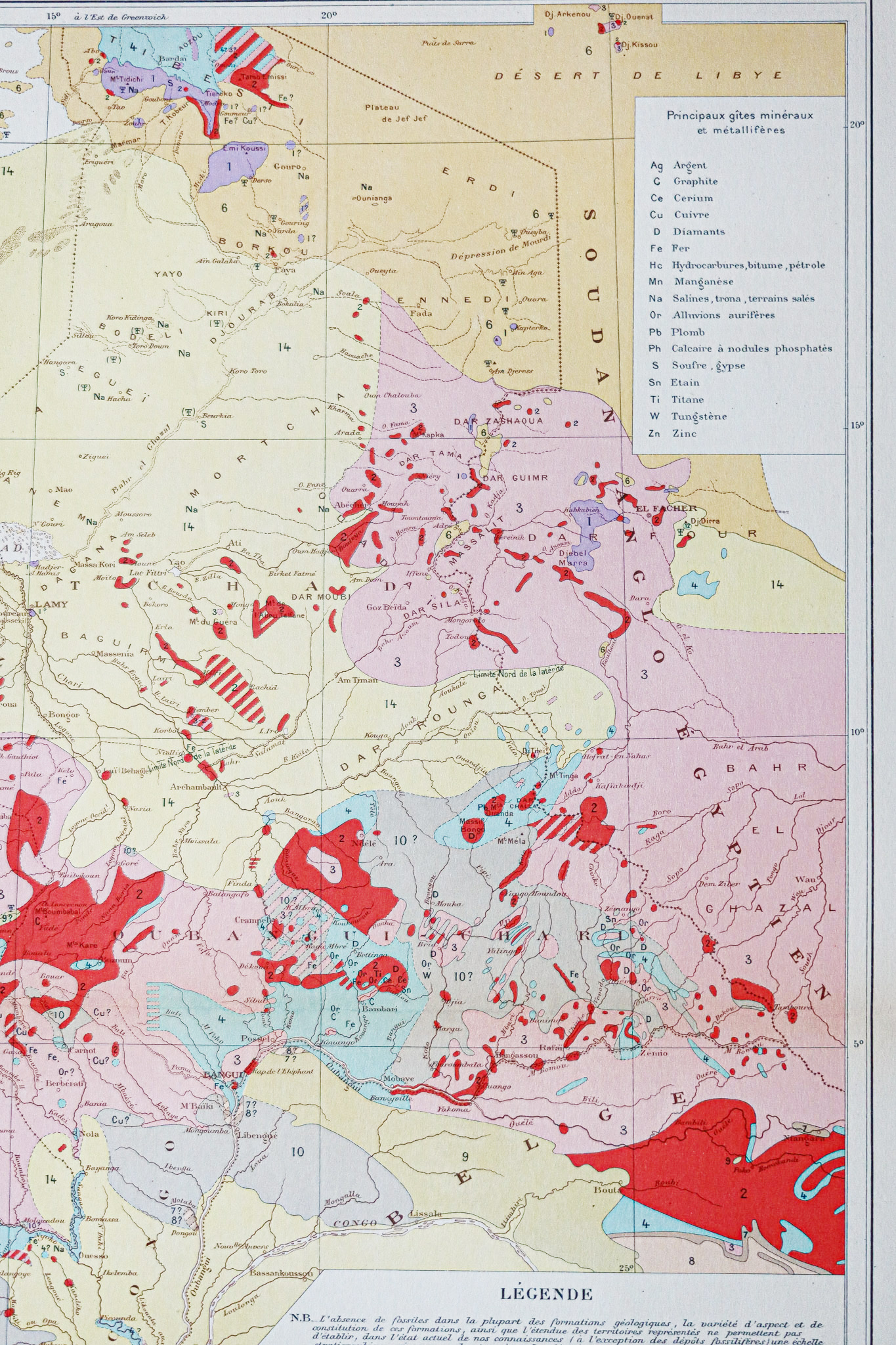 Carte géologique ancienne - Afrique équatoriale - Cameroun