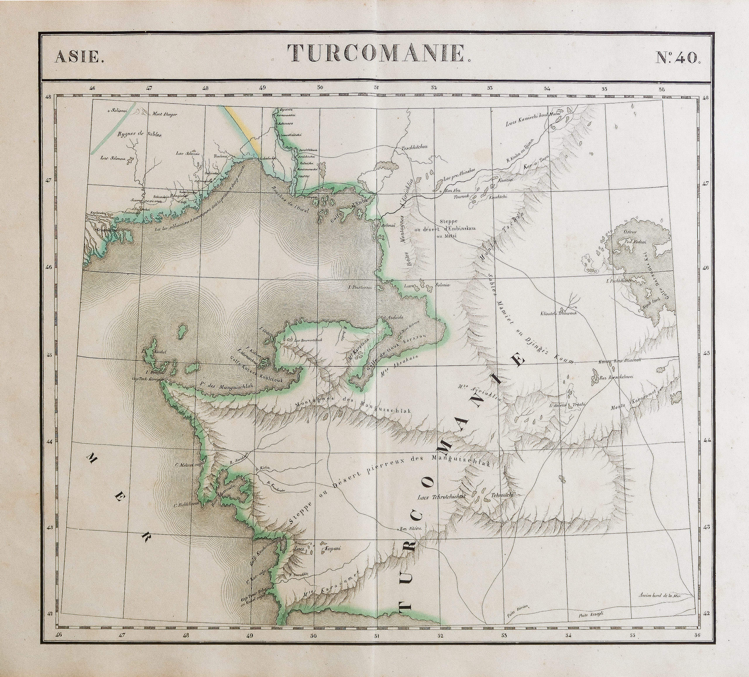 Carte géographique de la mer Caspienne - Turkménistan - Ouzbékistan