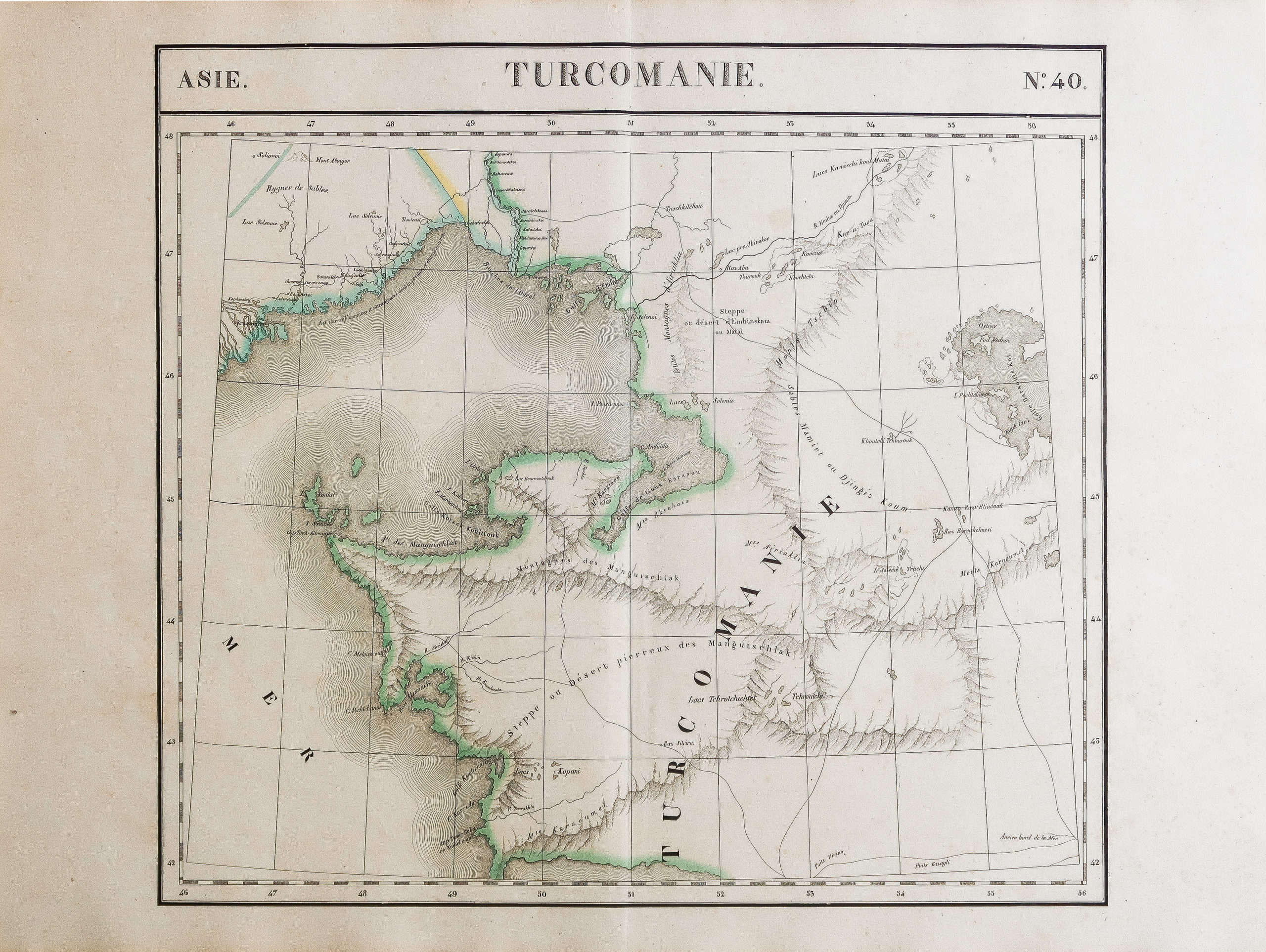 Carte géographique de la mer Caspienne - Turkménistan - Ouzbékistan