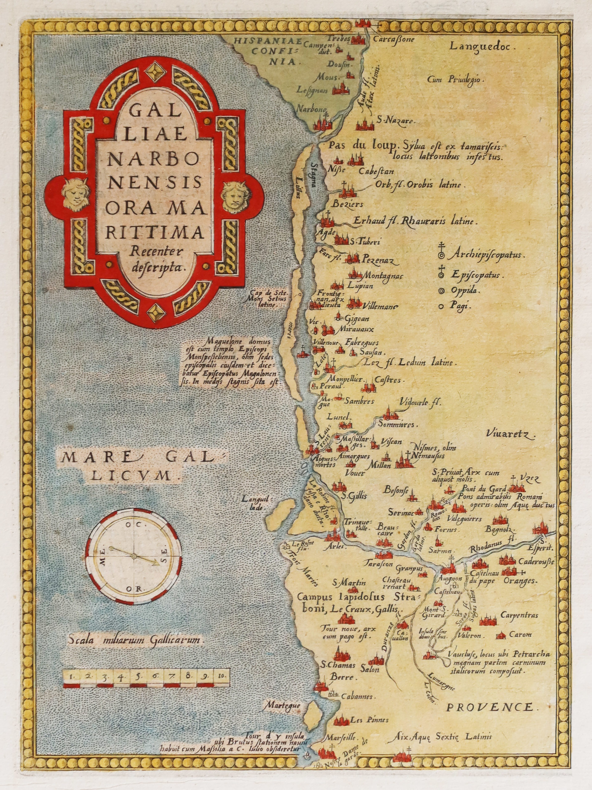 Carte géographique ancienne du Languedoc Narbonnais