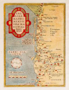 Carte géographique ancienne du Languedoc Narbonnais