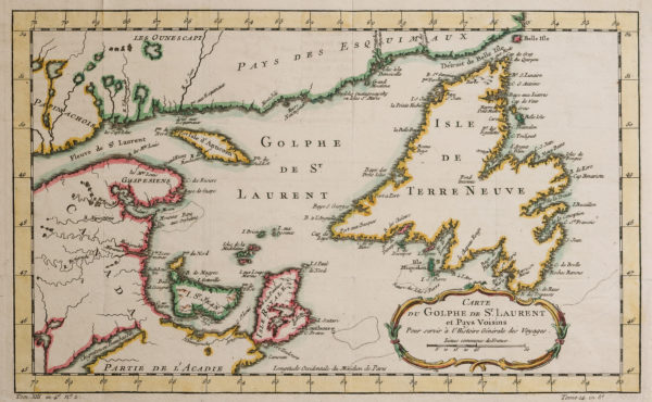 Carte géographique de Saint Laurent - Terre Neuve - Groenland