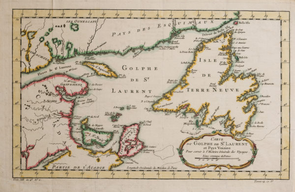 Carte géographique de Saint Laurent - Terre Neuve - Groenland