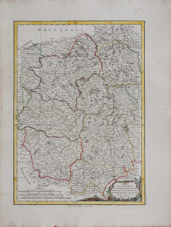Carte ancienne du Limousin - Centre - Bourgogne - Auvergne