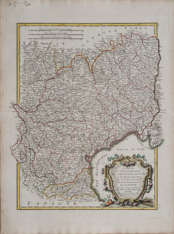 Carte ancienne du Languedoc Roussillon.
