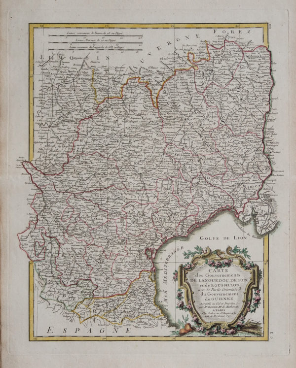 Carte ancienne du Languedoc Roussillon.