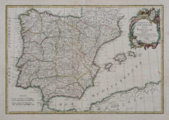 Carte ancienne de l’Espagne et du Portugal.