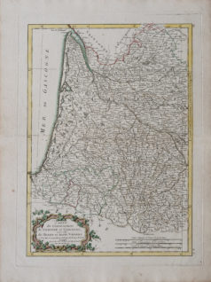 Carte ancienne de la Gascogne - Nouvelle Aquitaine - Occitanie