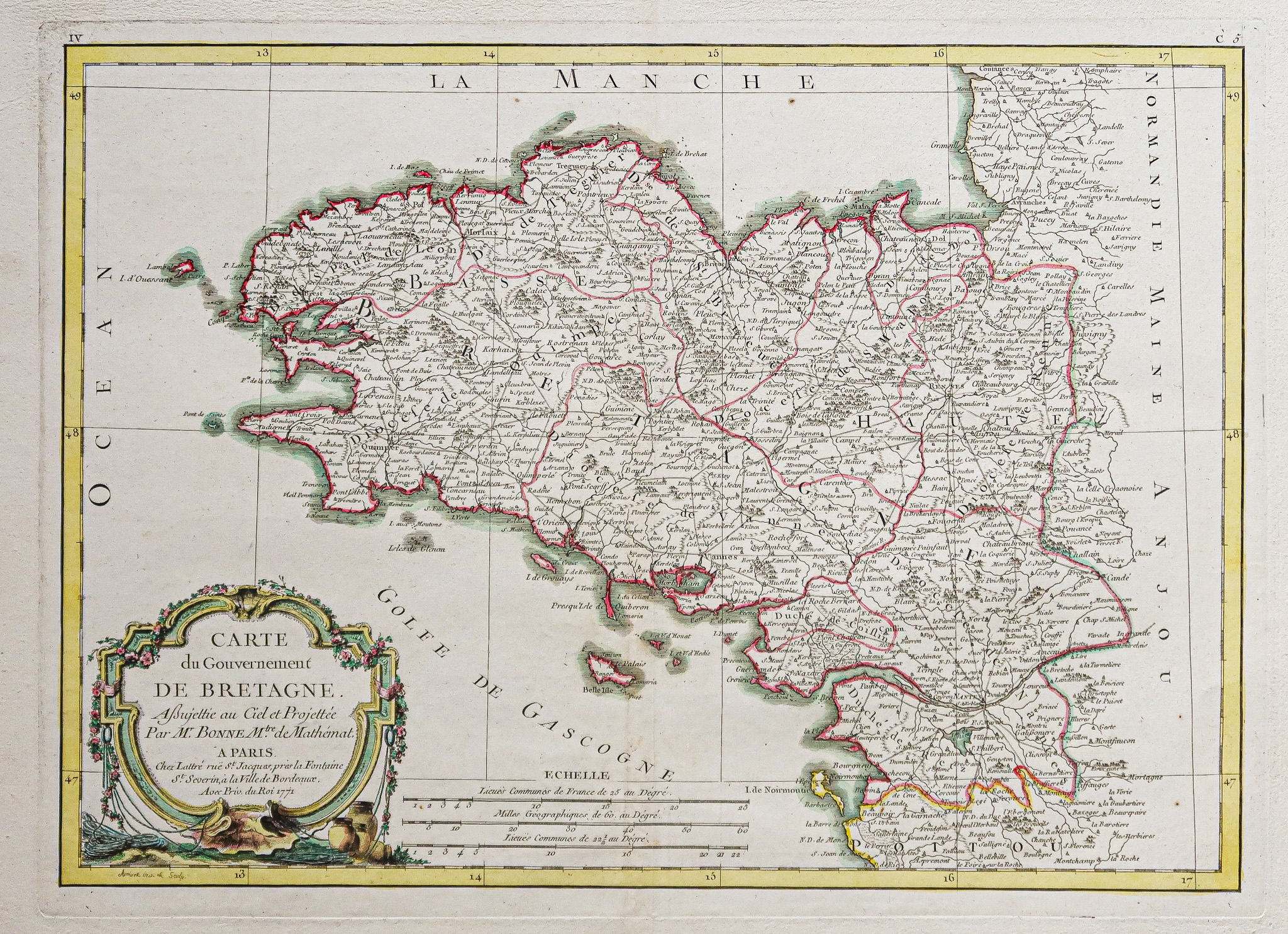 Carte géographique ancienne - Gouvernement de Bretagne