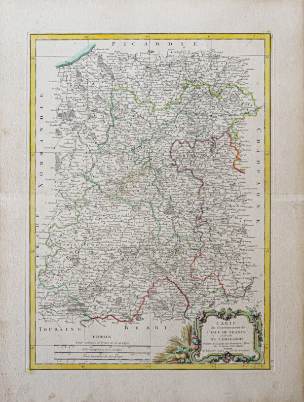 Carte géographique ancienne - Ile de France