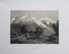 Lithographie ancienne du Mont Blanc