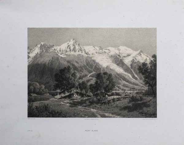 Lithographie ancienne du Mont Blanc