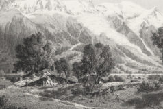 Lithographie ancienne du Mont Blanc