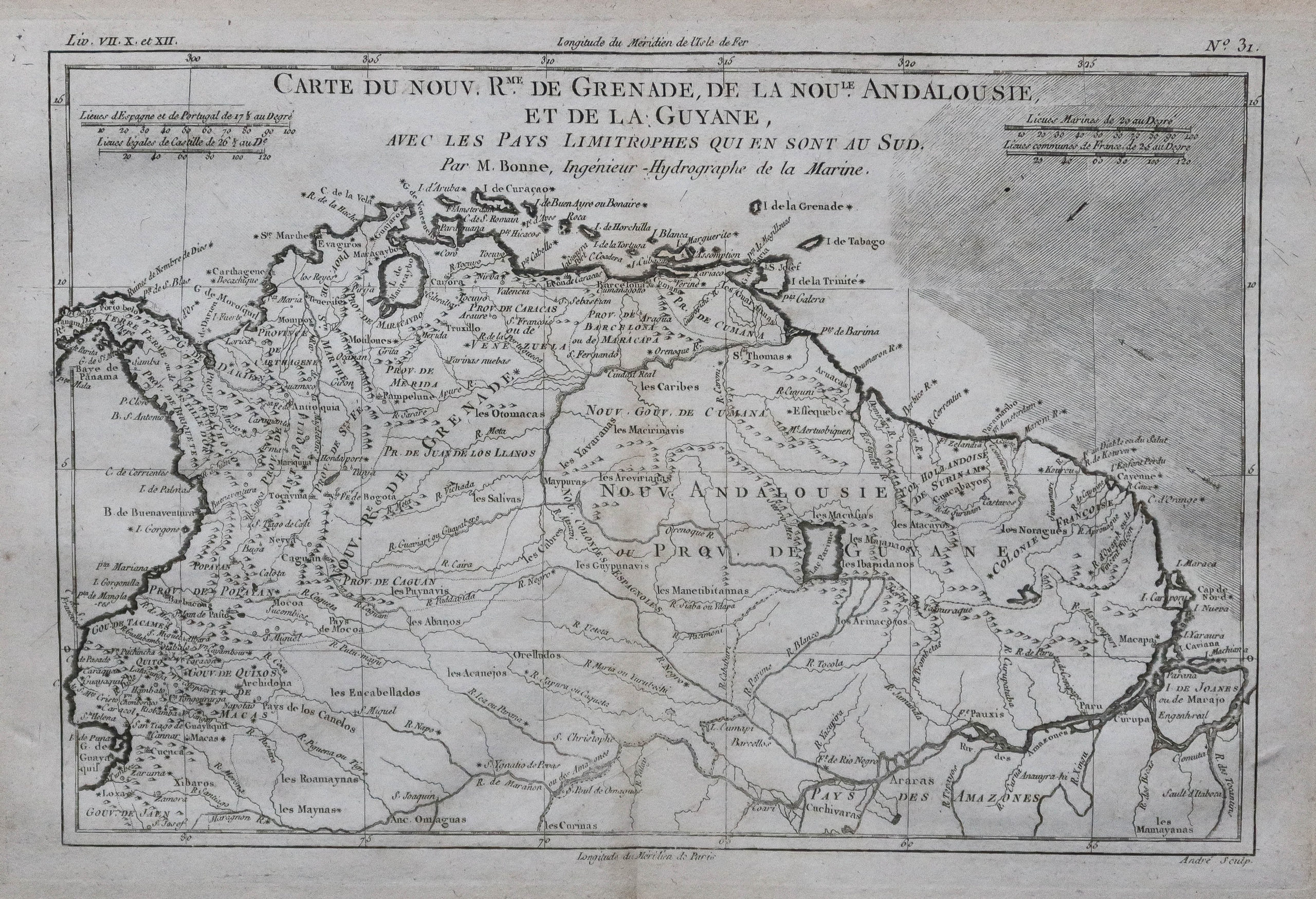 Carte ancienne - Nouvelle Andalousie - Guyane