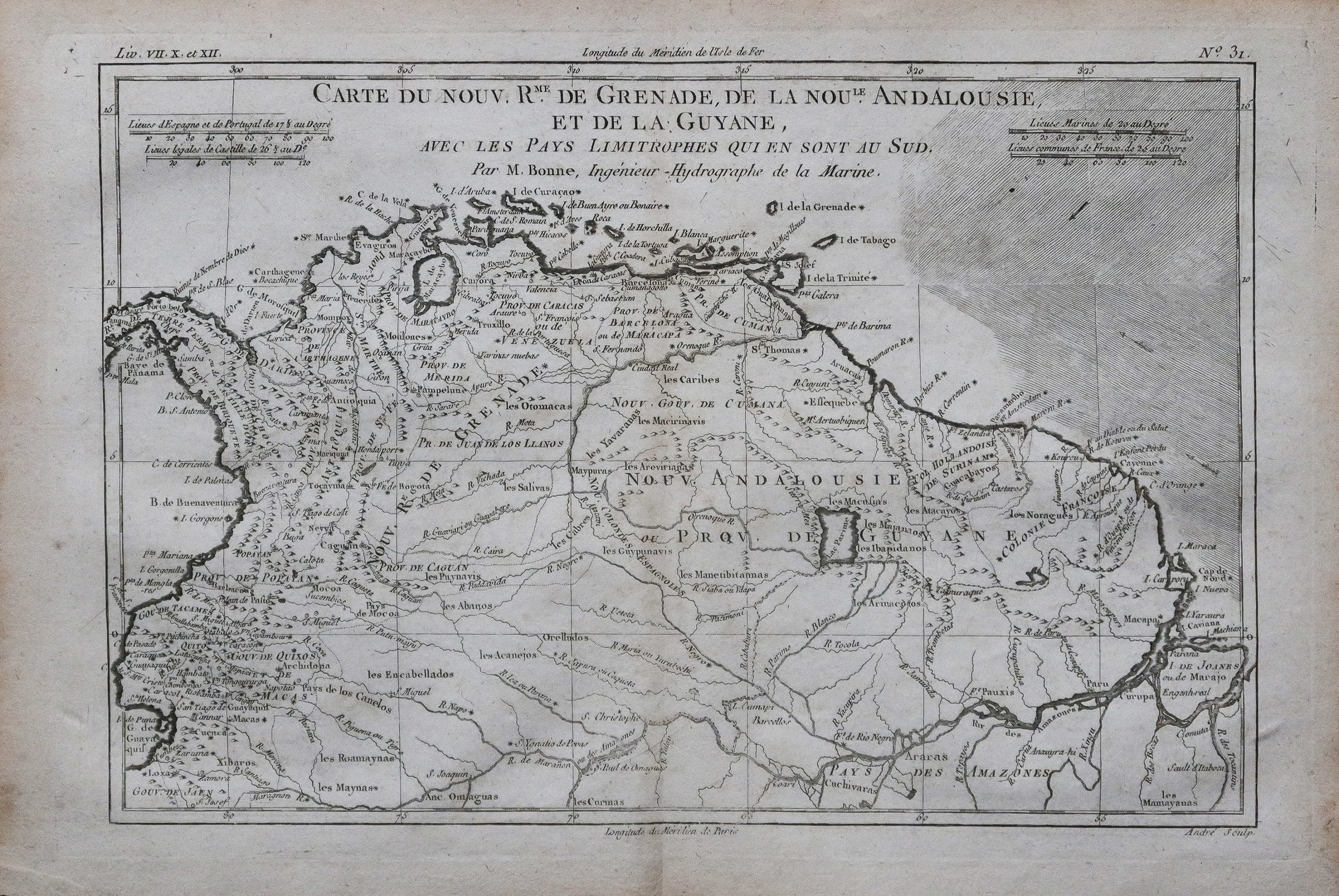 Carte ancienne - Nouvelle Andalousie - Guyane
