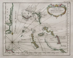 Carte ancienne - îles Lucayes - Caraîbes
