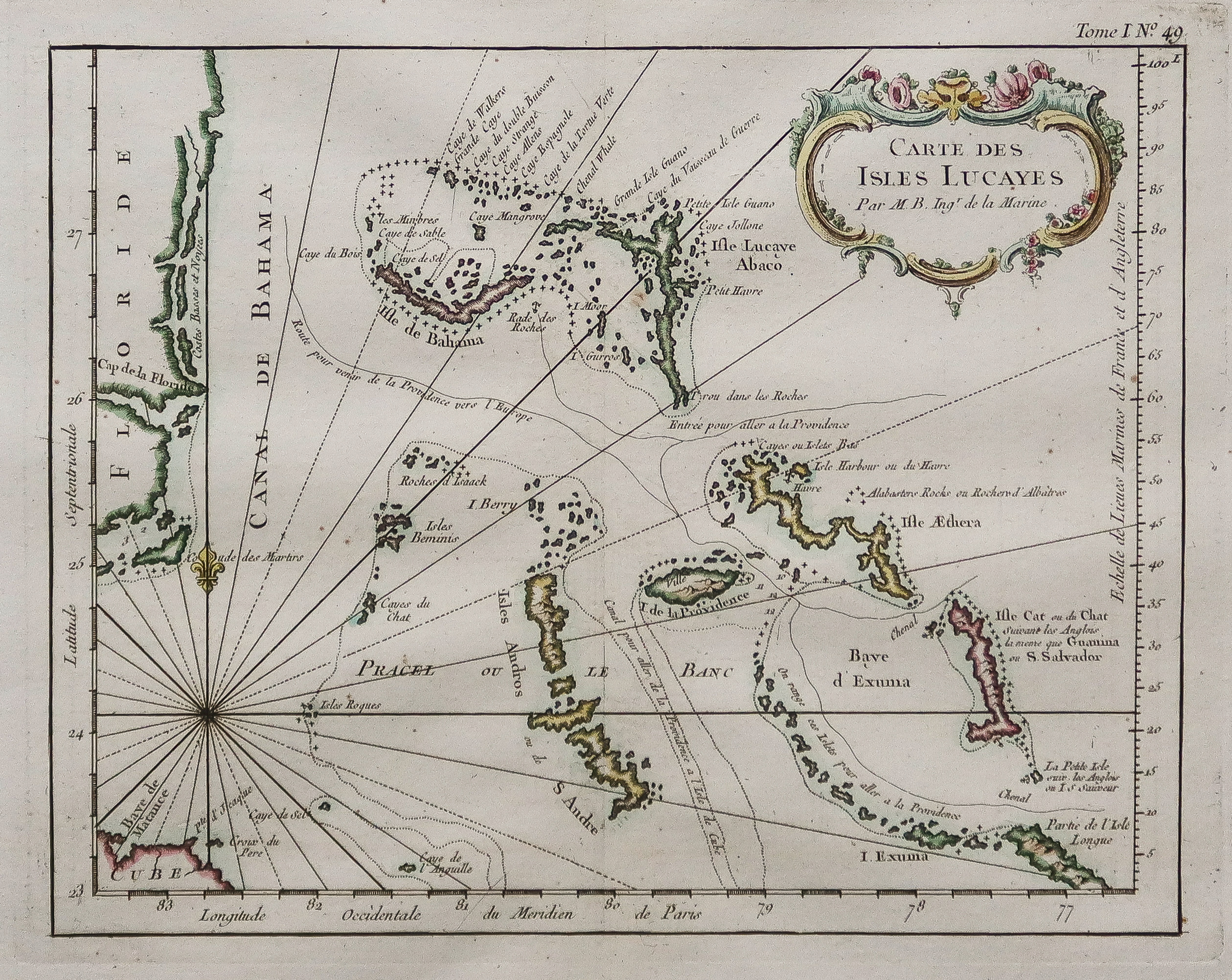 Carte ancienne - îles Lucayes - Caraîbes