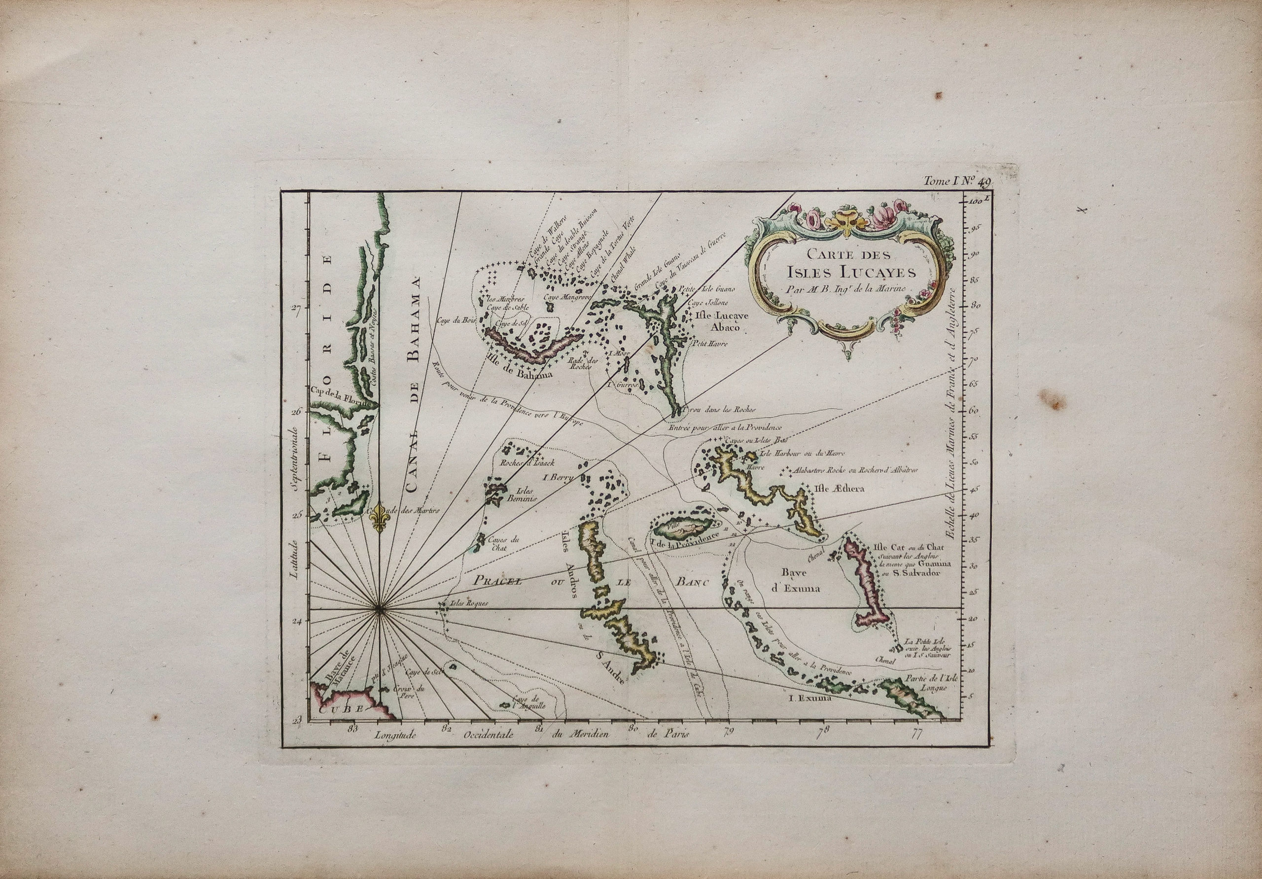 Carte ancienne - îles Lucayes - Caraîbes