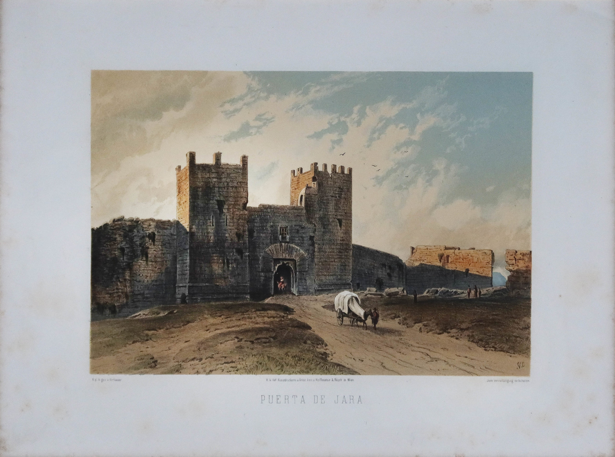 Lithographie ancienne - Porte de Jara - Majorque