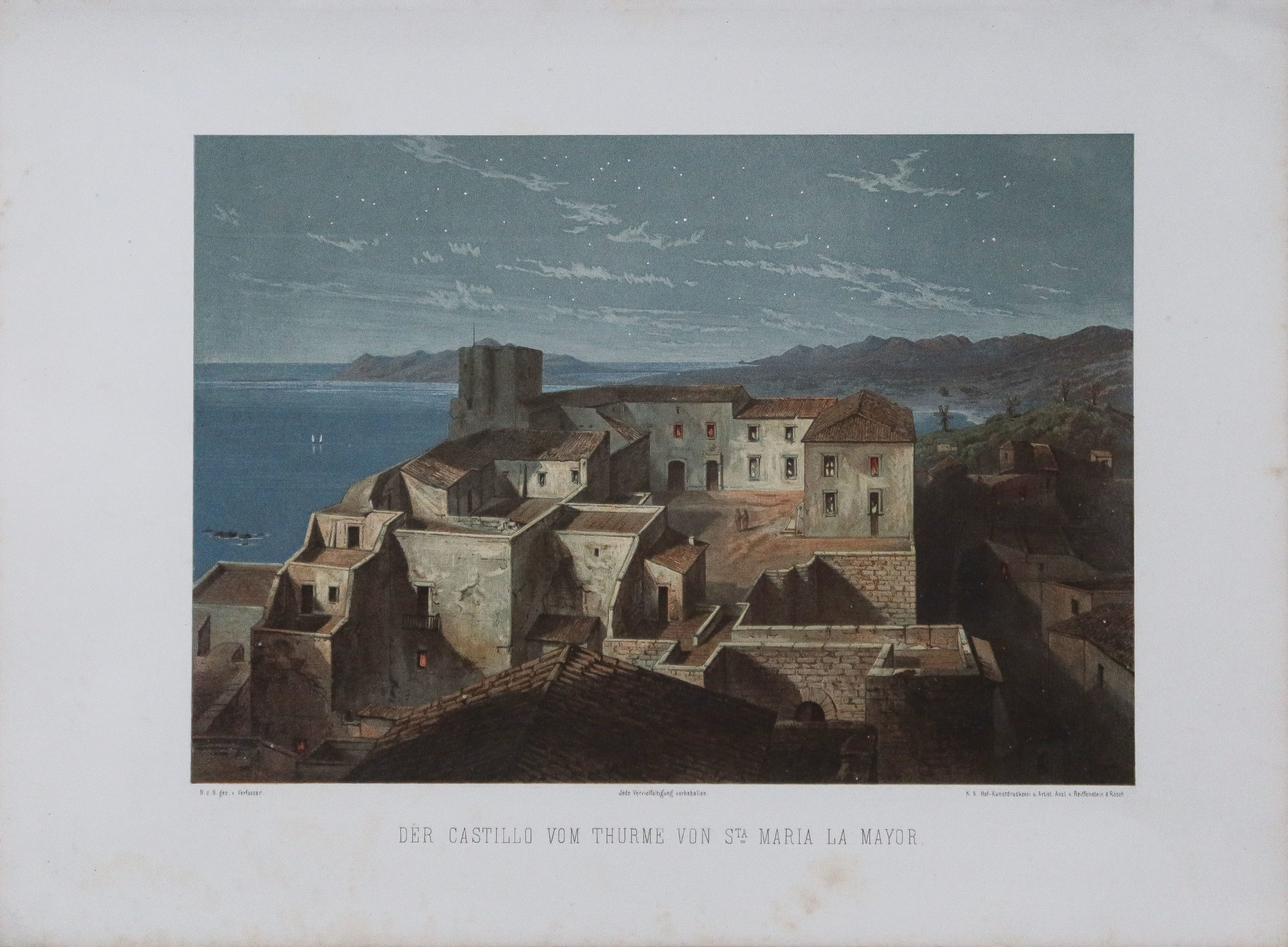 Lithographie ancienne - Le Château - Majorque