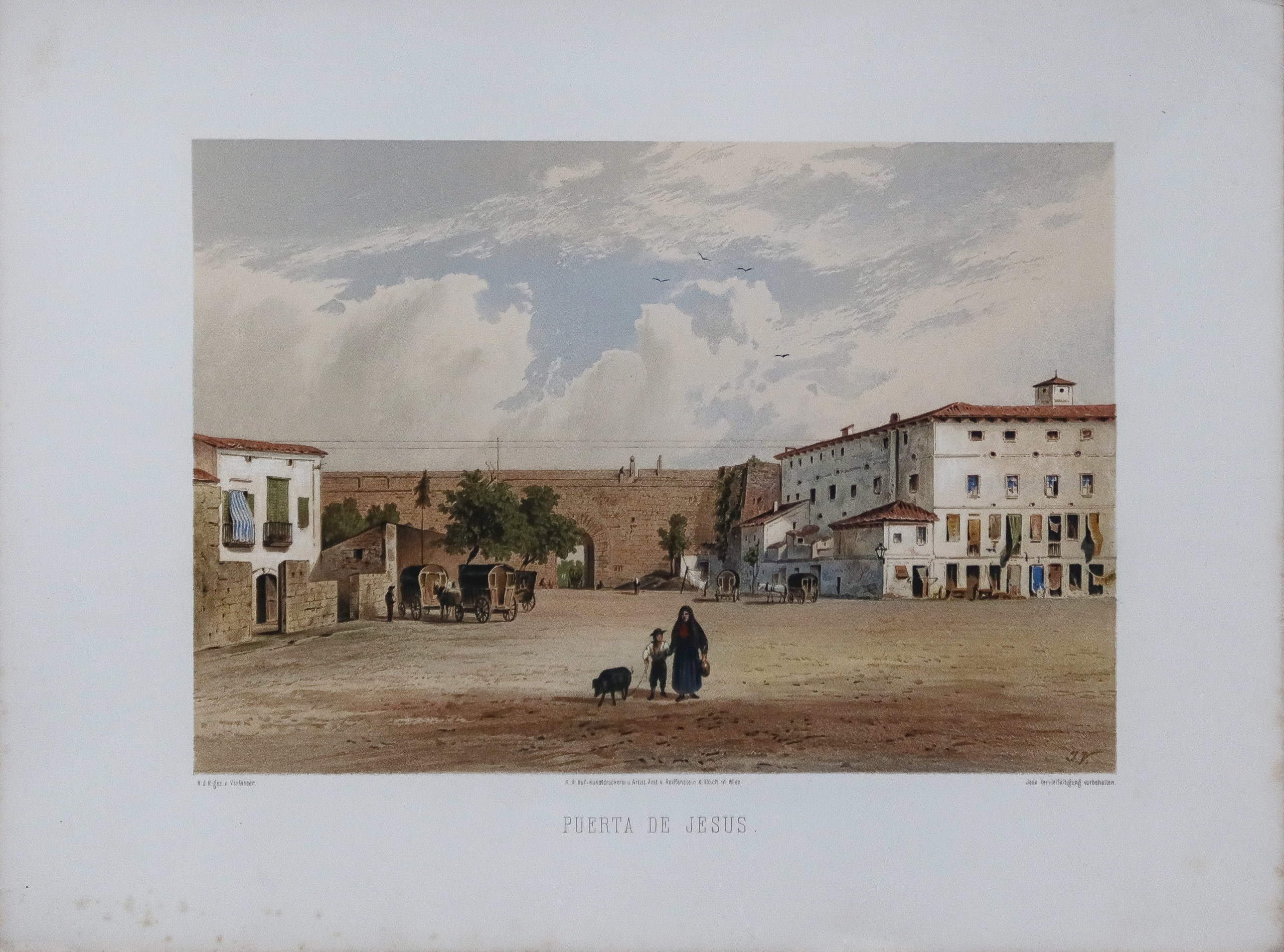 Lithographie ancienne - Porte de Jesus - Majorque