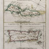 Carte ancienne - Ile de sainte croix et Porto Rico - Caraïbes - usa