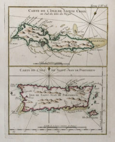 Carte ancienne - Ile de sainte croix et Porto Rico - Caraïbes - usa
