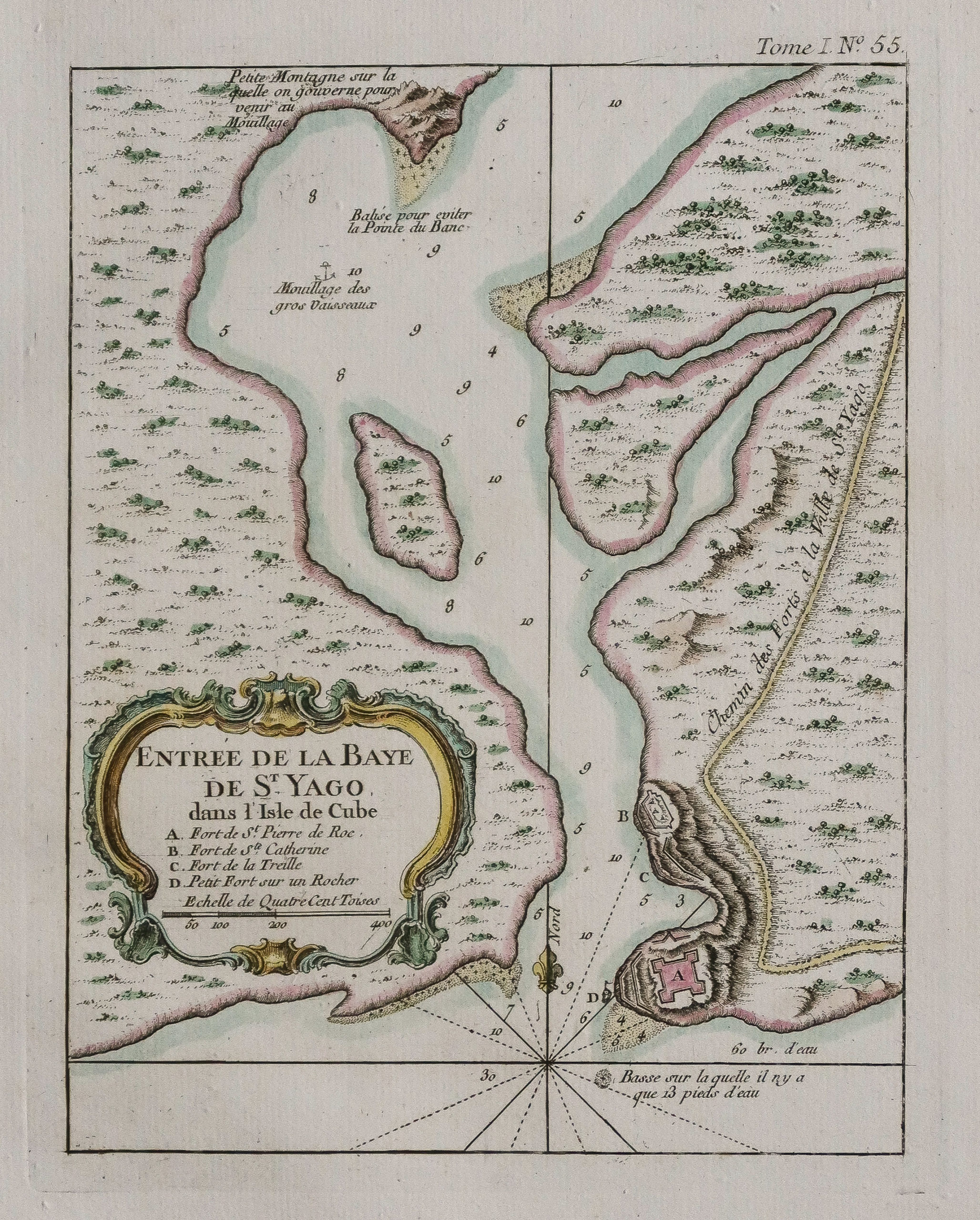 Carte ancienne - Baie de St Yago - Cuba