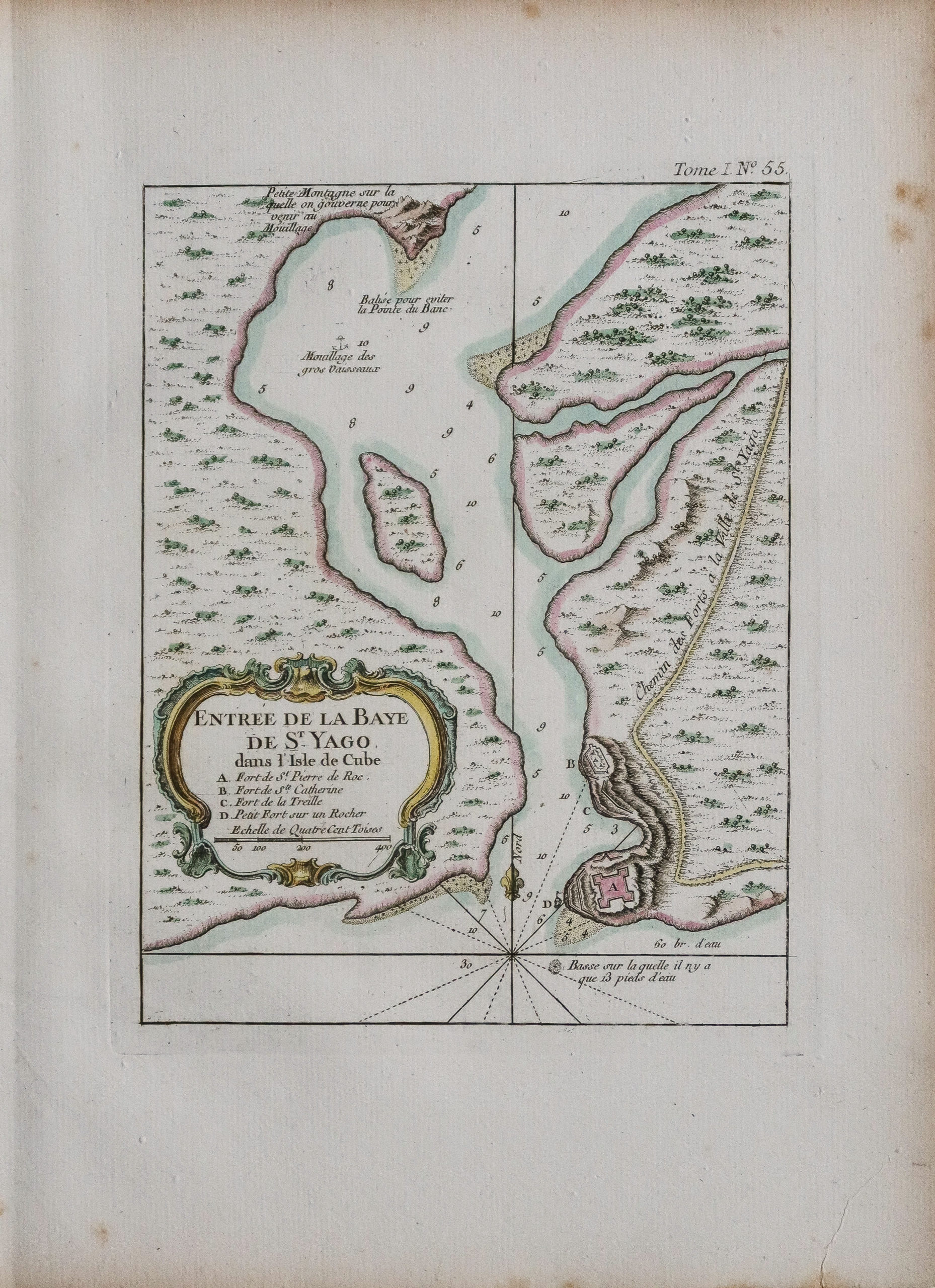 Carte ancienne - Baie de St Yago - Cuba