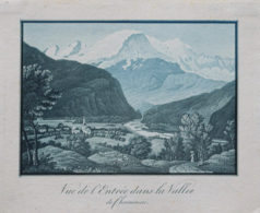 Gravure ancienne de la vallée de Chamonix - Savoie