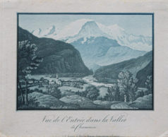 Gravure ancienne de la vallée de Chamonix - Savoie
