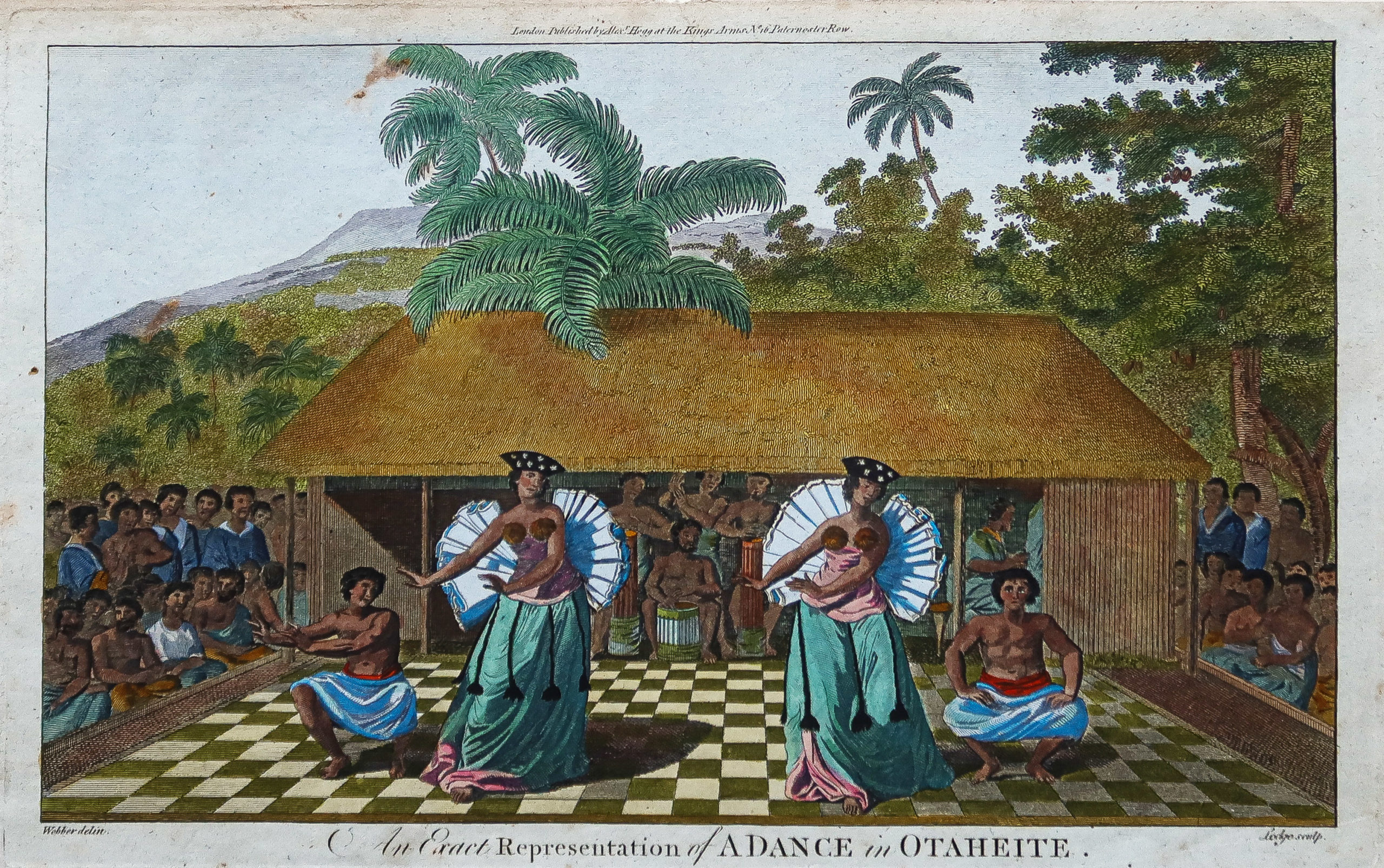 Gravure ancienne - Danse Tahitienne - Tahiti