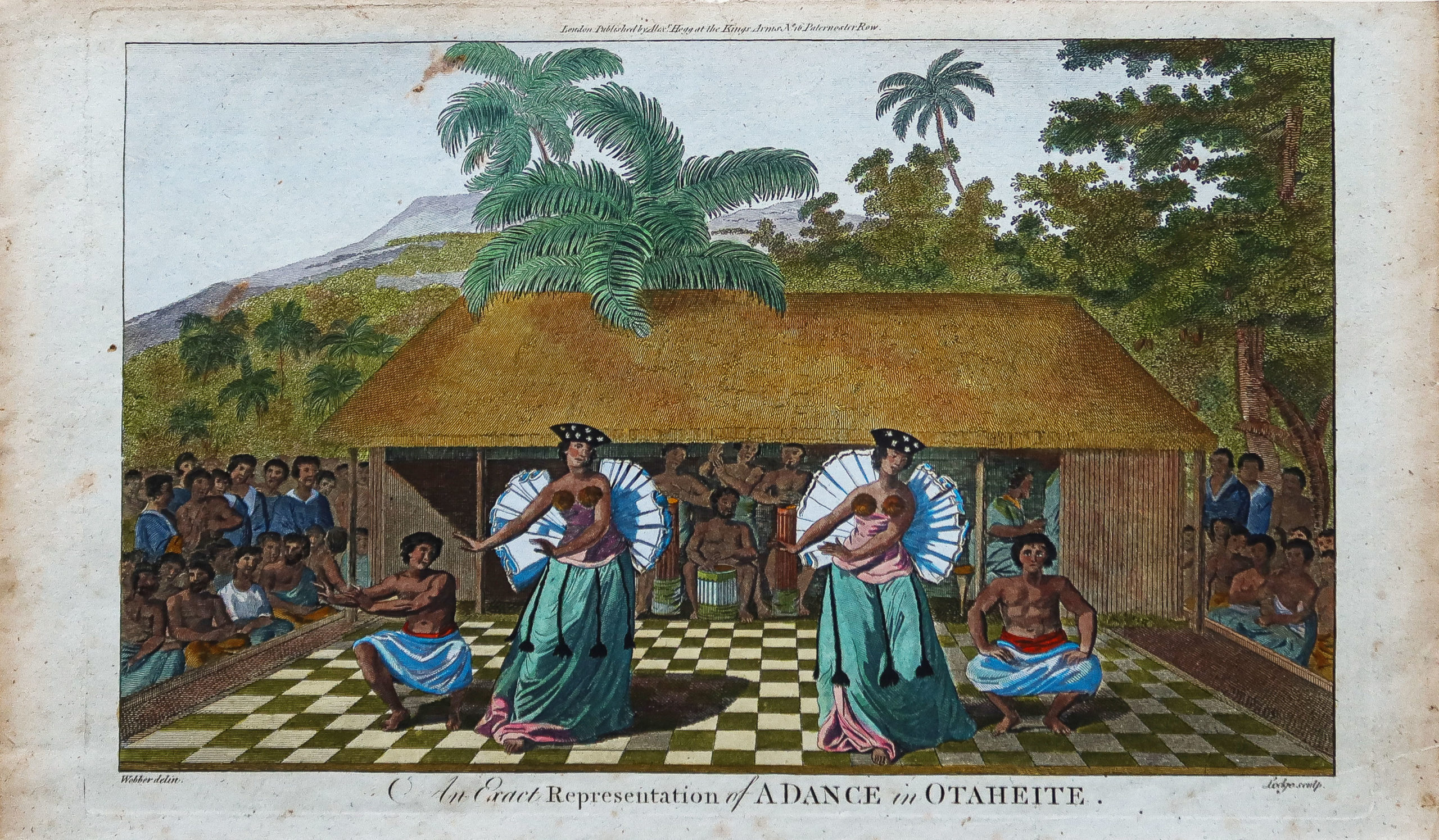 Gravure ancienne - Danse Tahitienne - Tahiti
