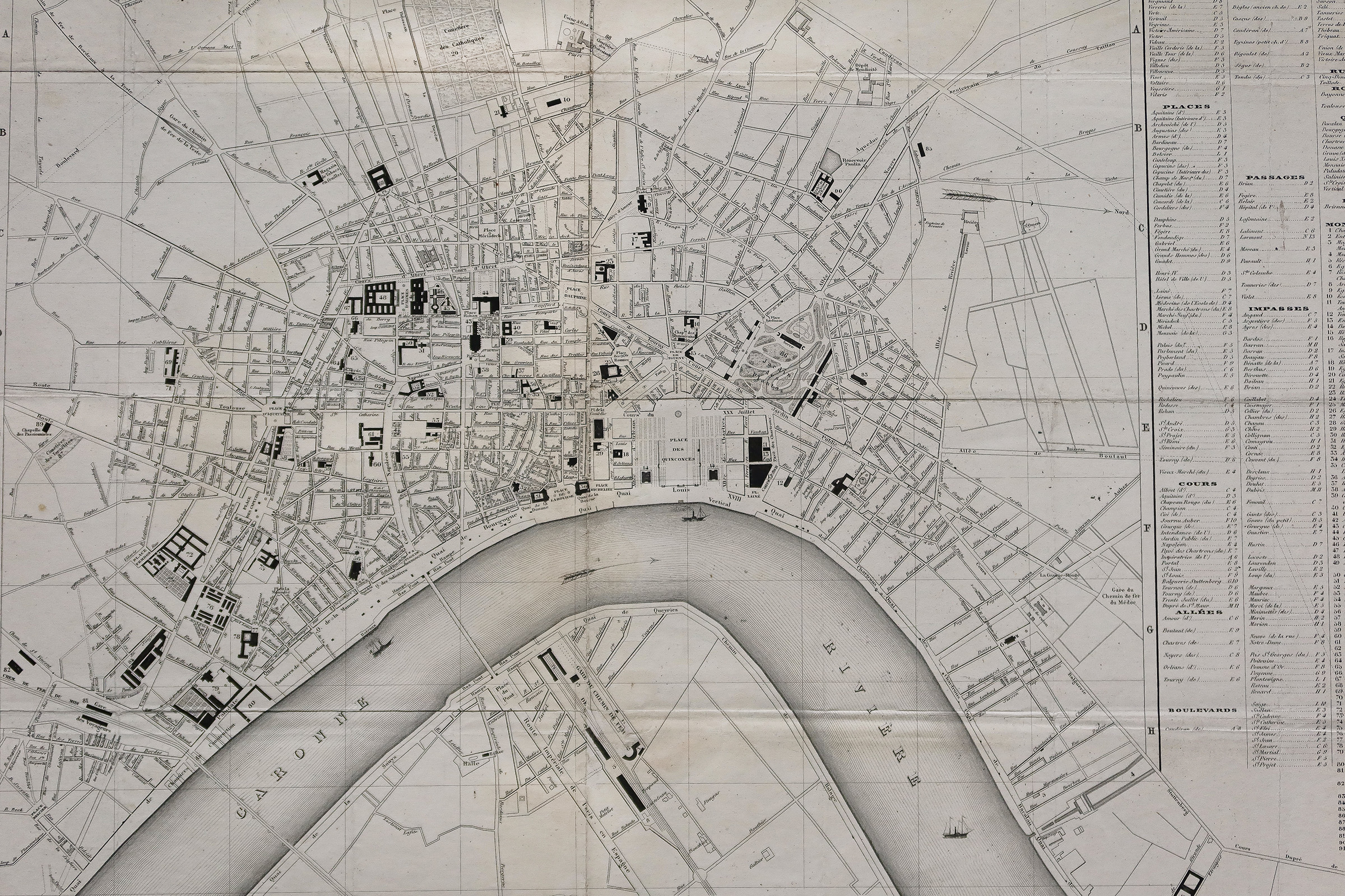 Plan ancien de Bordeaux