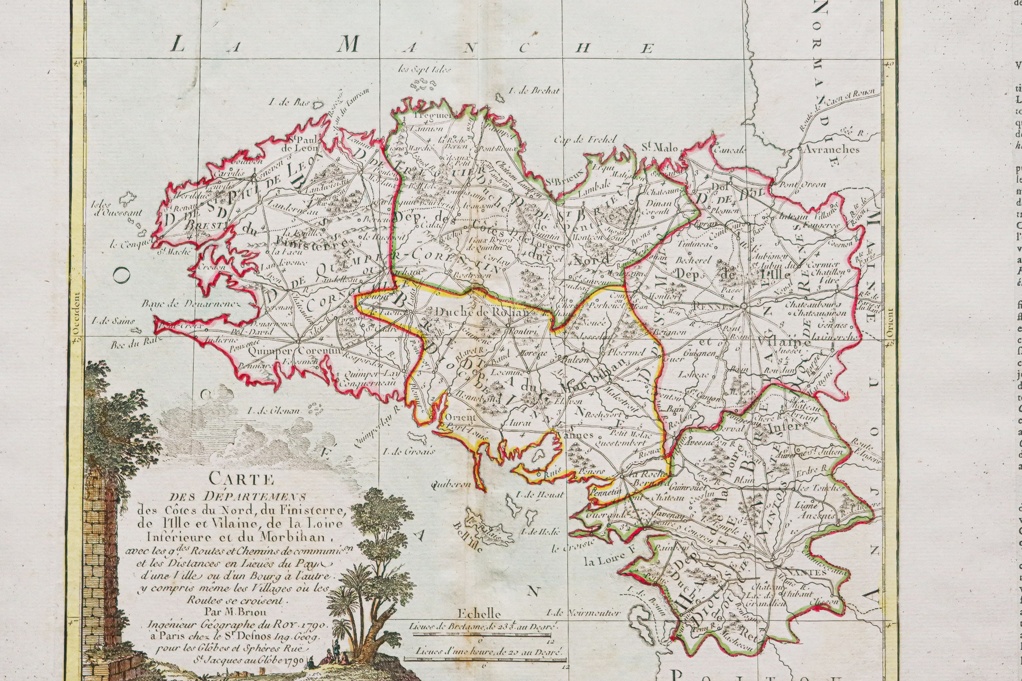 Carte géographique ancienne de la Bretagne