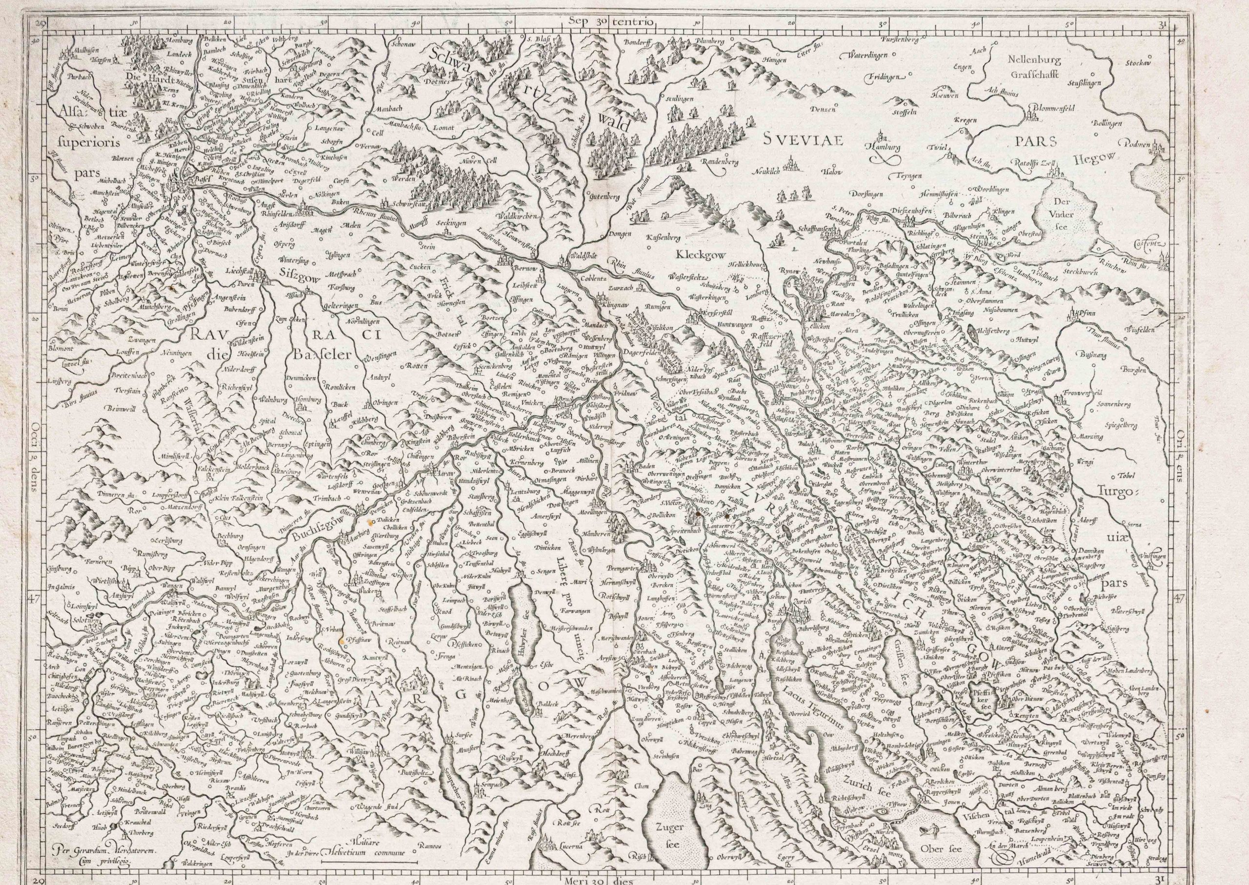 Carte géographique ancienne de la Suisse - Zurich