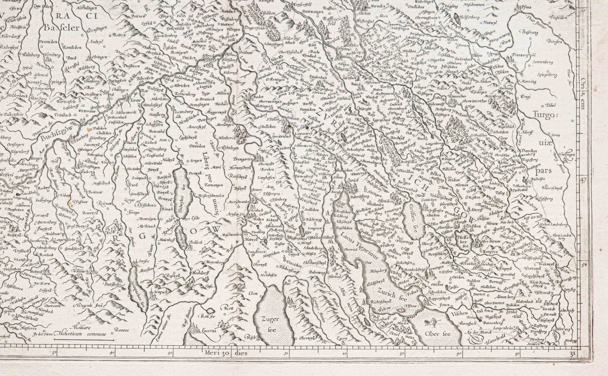 Carte géographique ancienne de la Suisse - Zurich