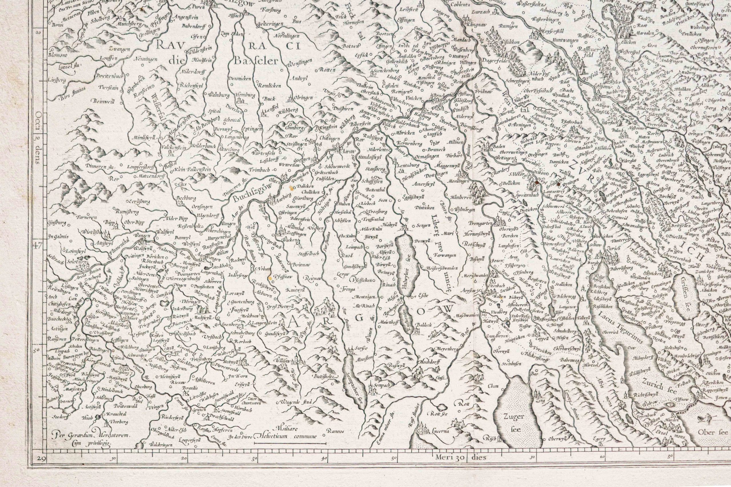 Carte géographique ancienne de la Suisse - Zurich