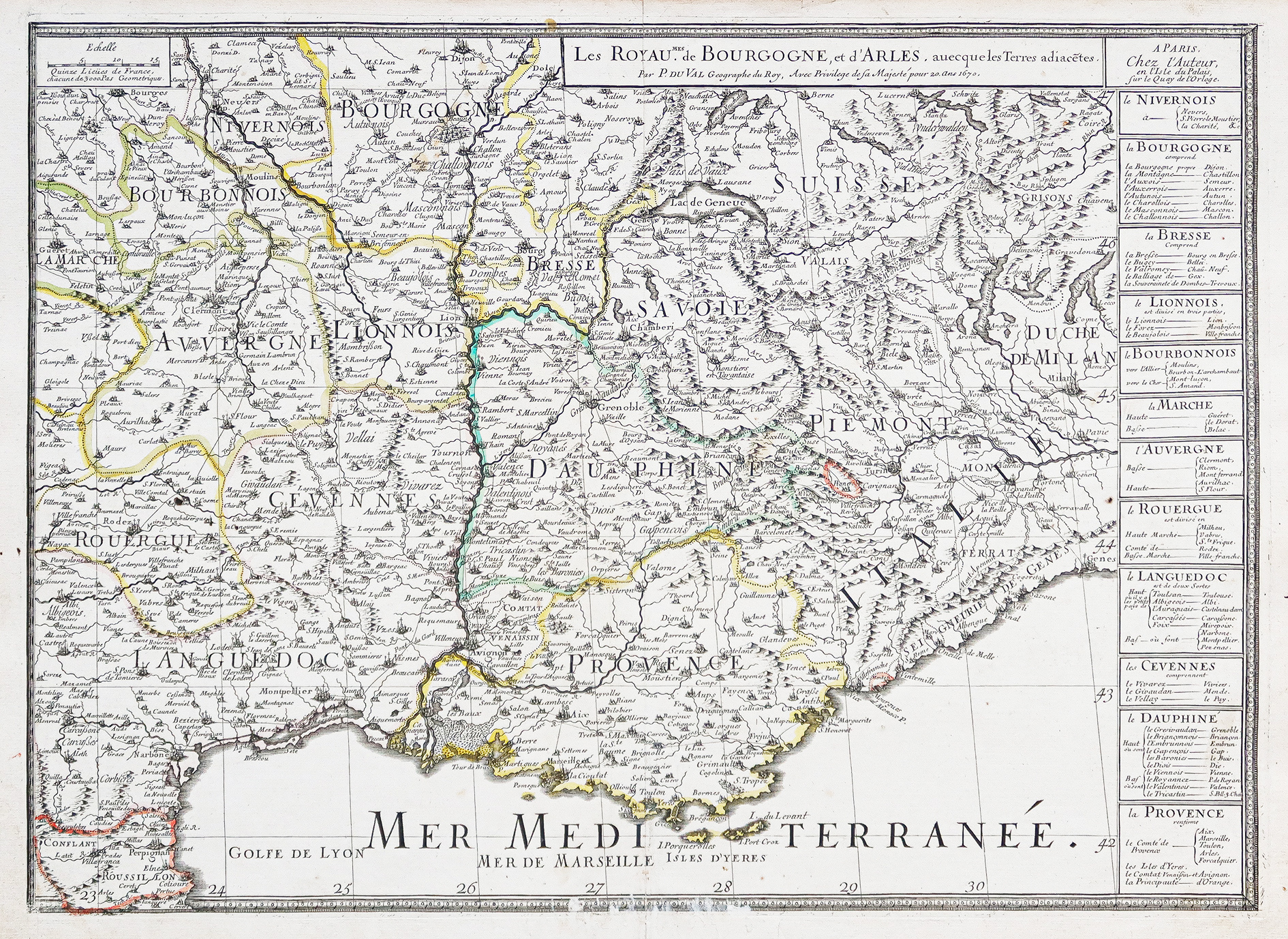 Carte ancienne de la vallée du Rhône