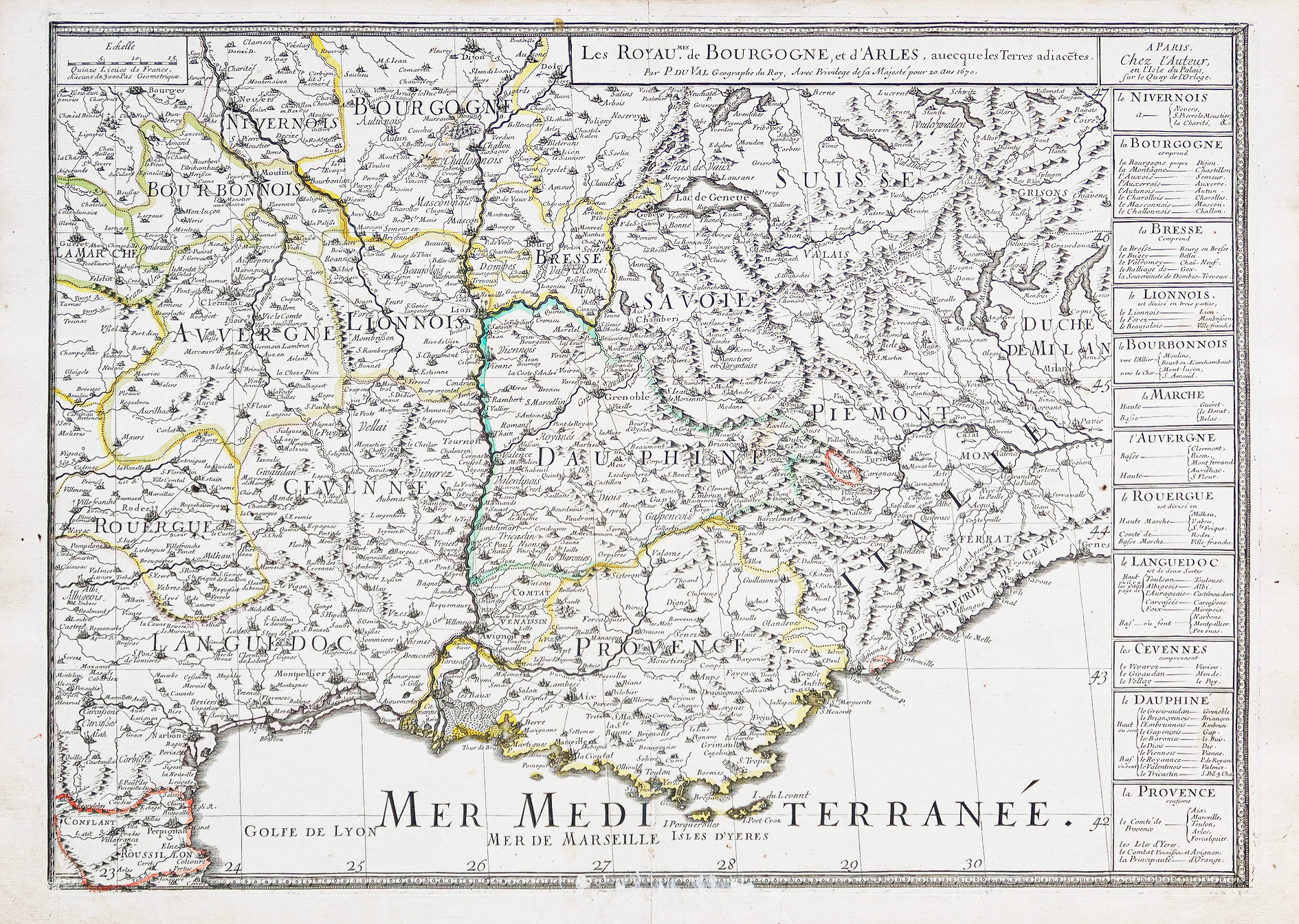 Carte ancienne de la vallée du Rhône