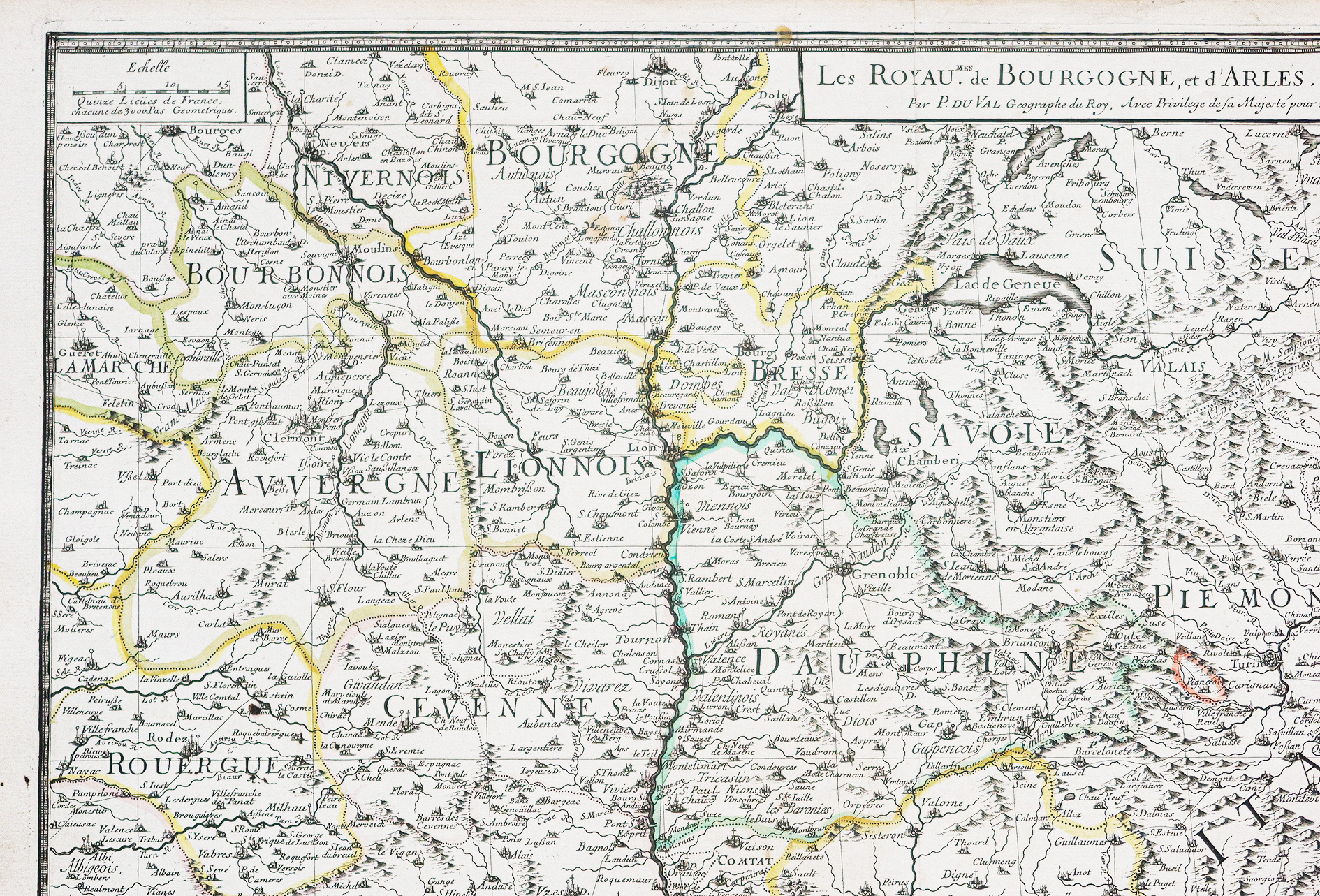Carte ancienne de la vallée du Rhône