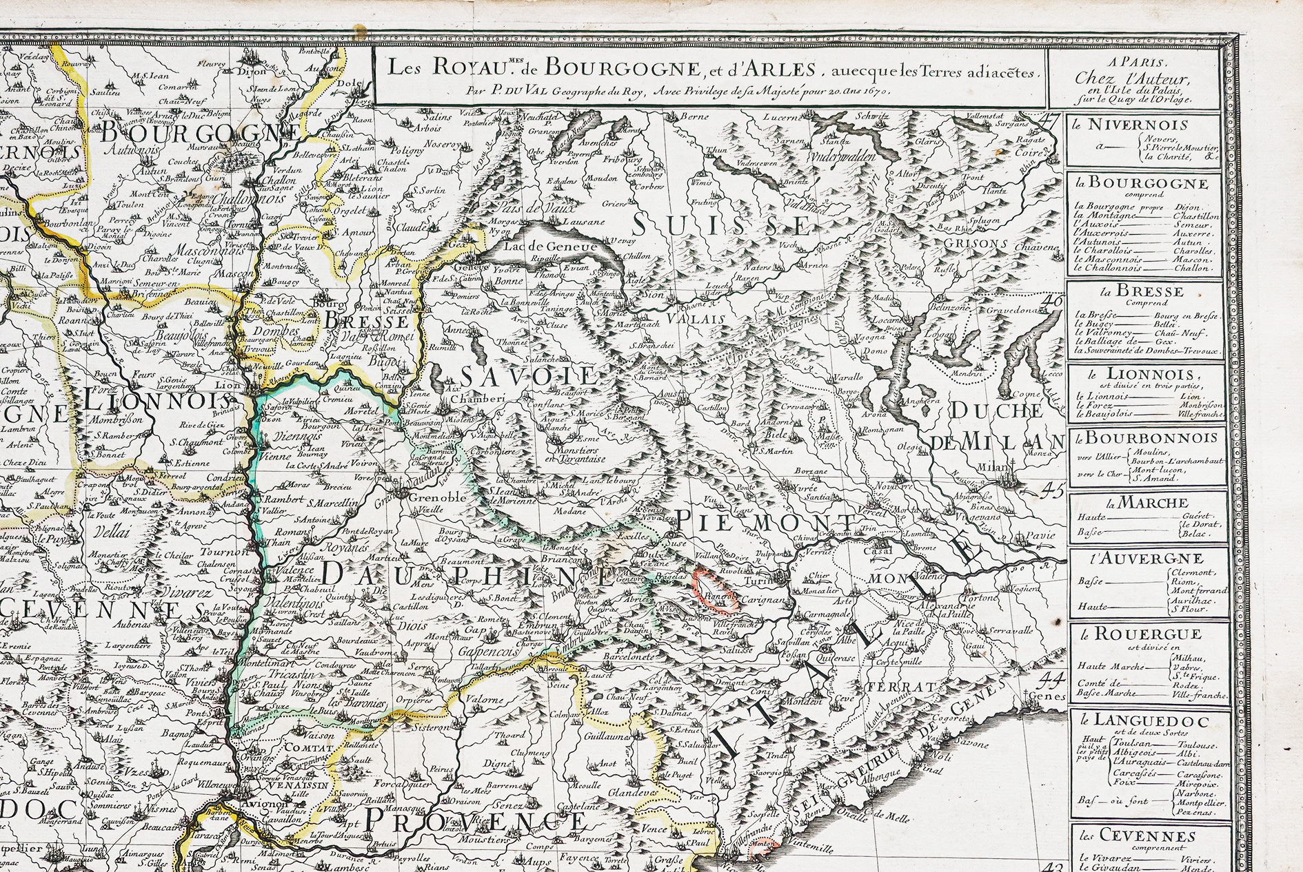 Carte ancienne de la vallée du Rhône