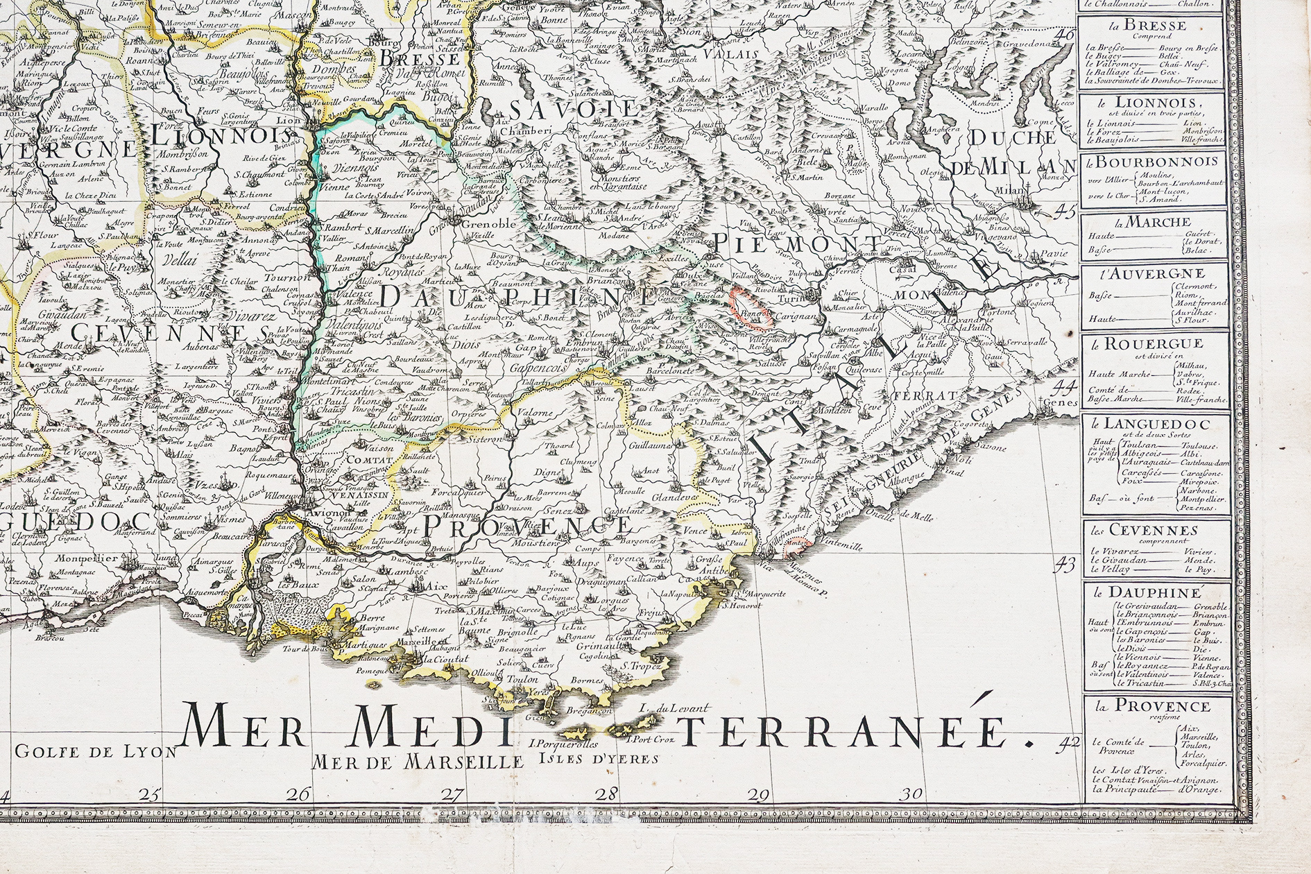 Carte ancienne de la vallée du Rhône