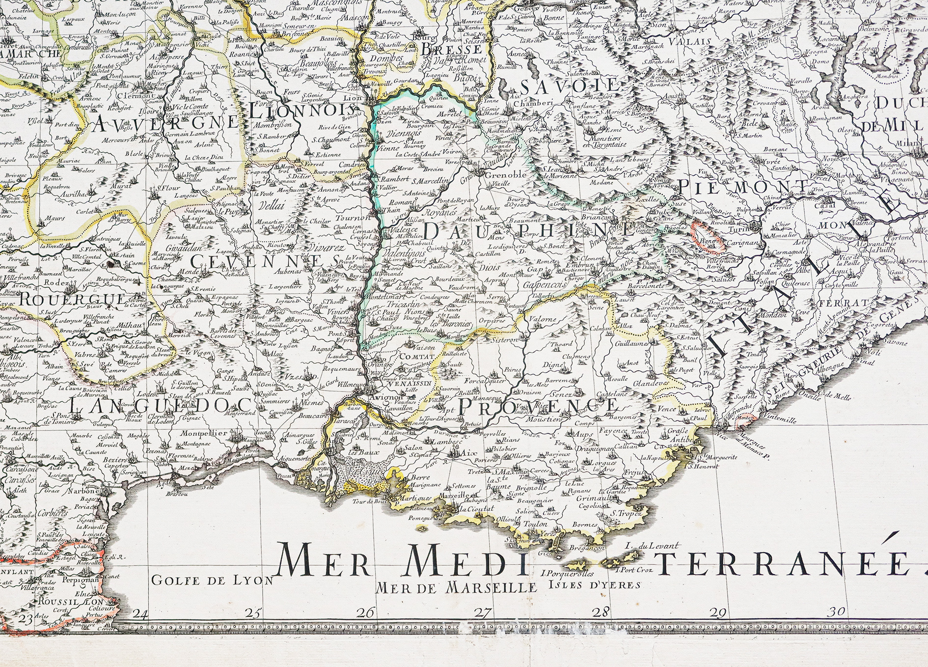 Carte ancienne de la vallée du Rhône