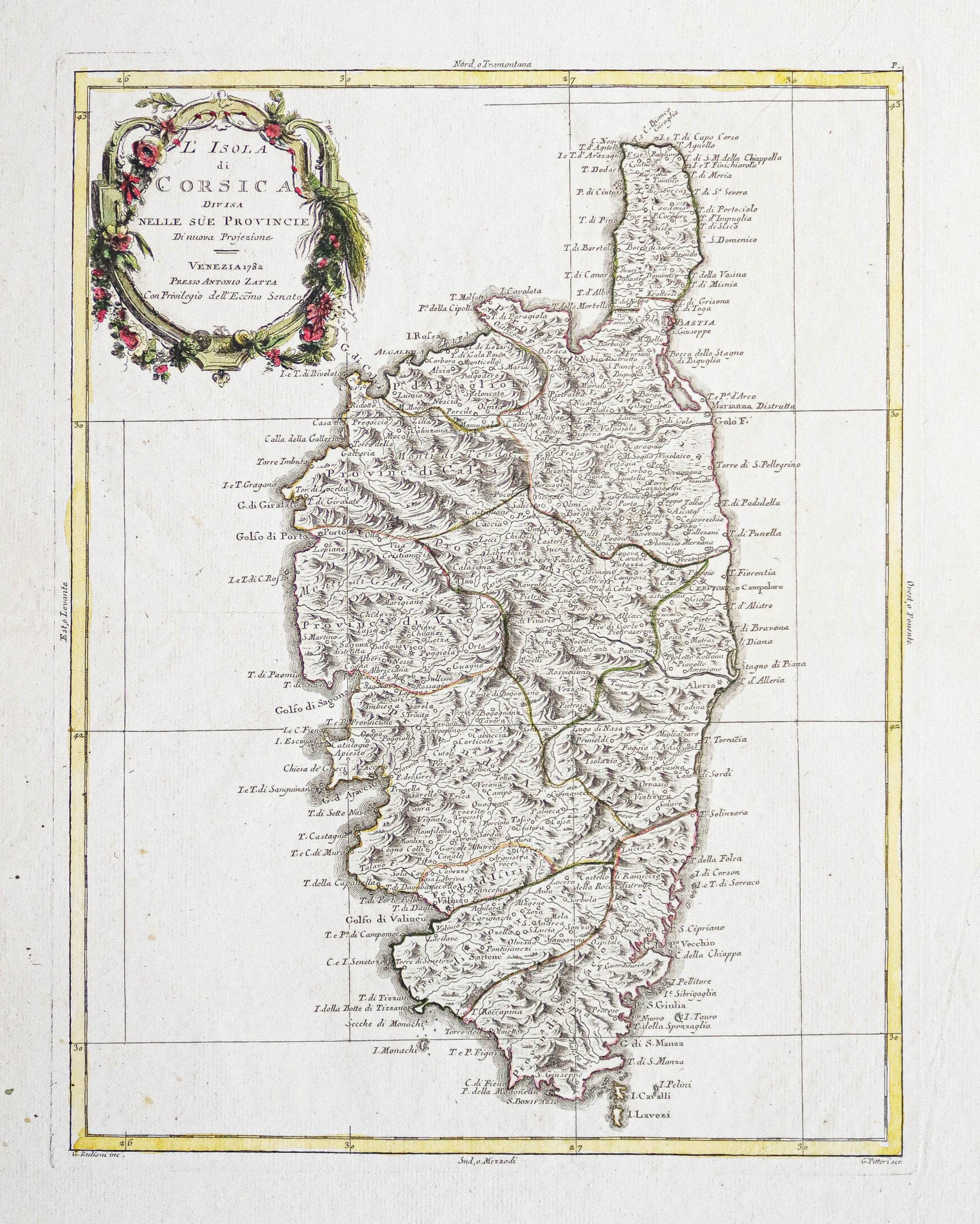 Carte géographique ancienne de la Corse