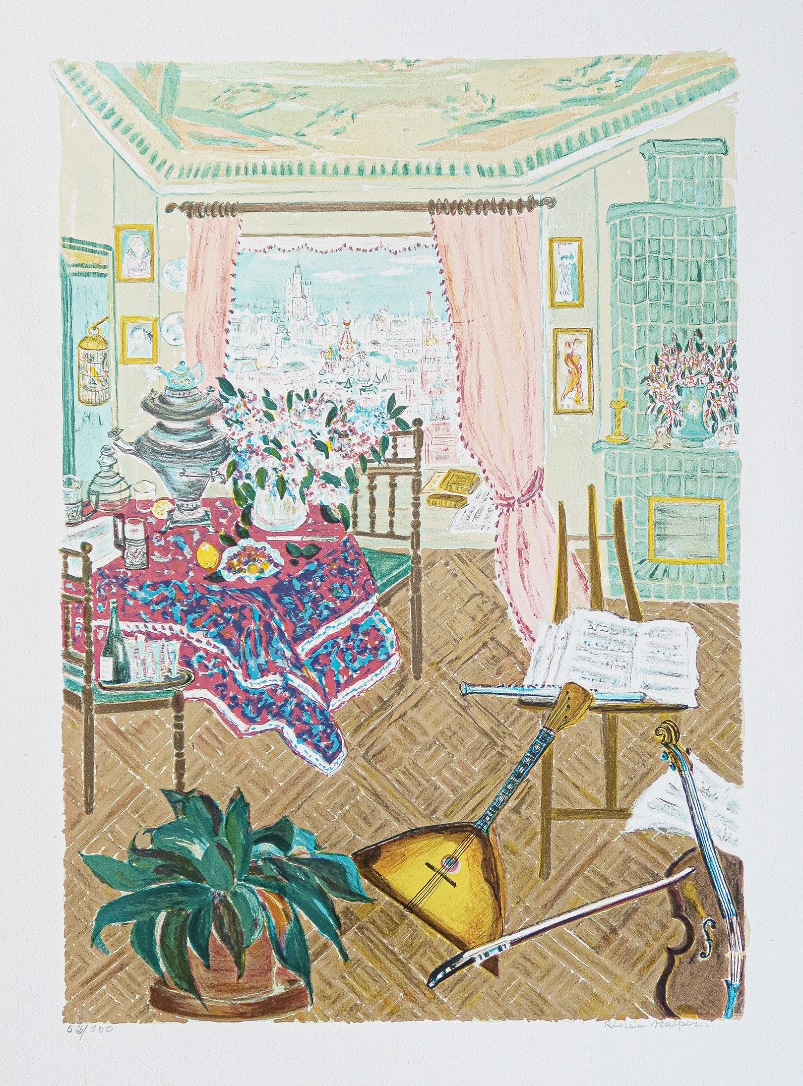 Lithographie ancienne - Avant le concert