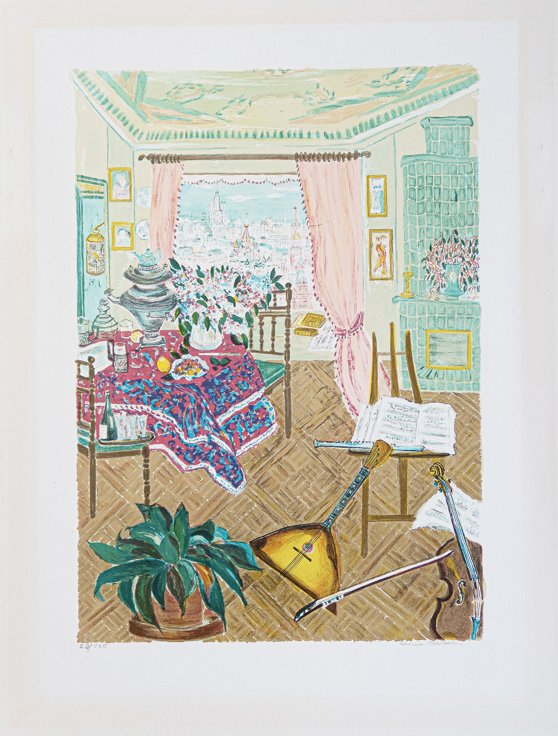 Lithographie ancienne - Avant le concert